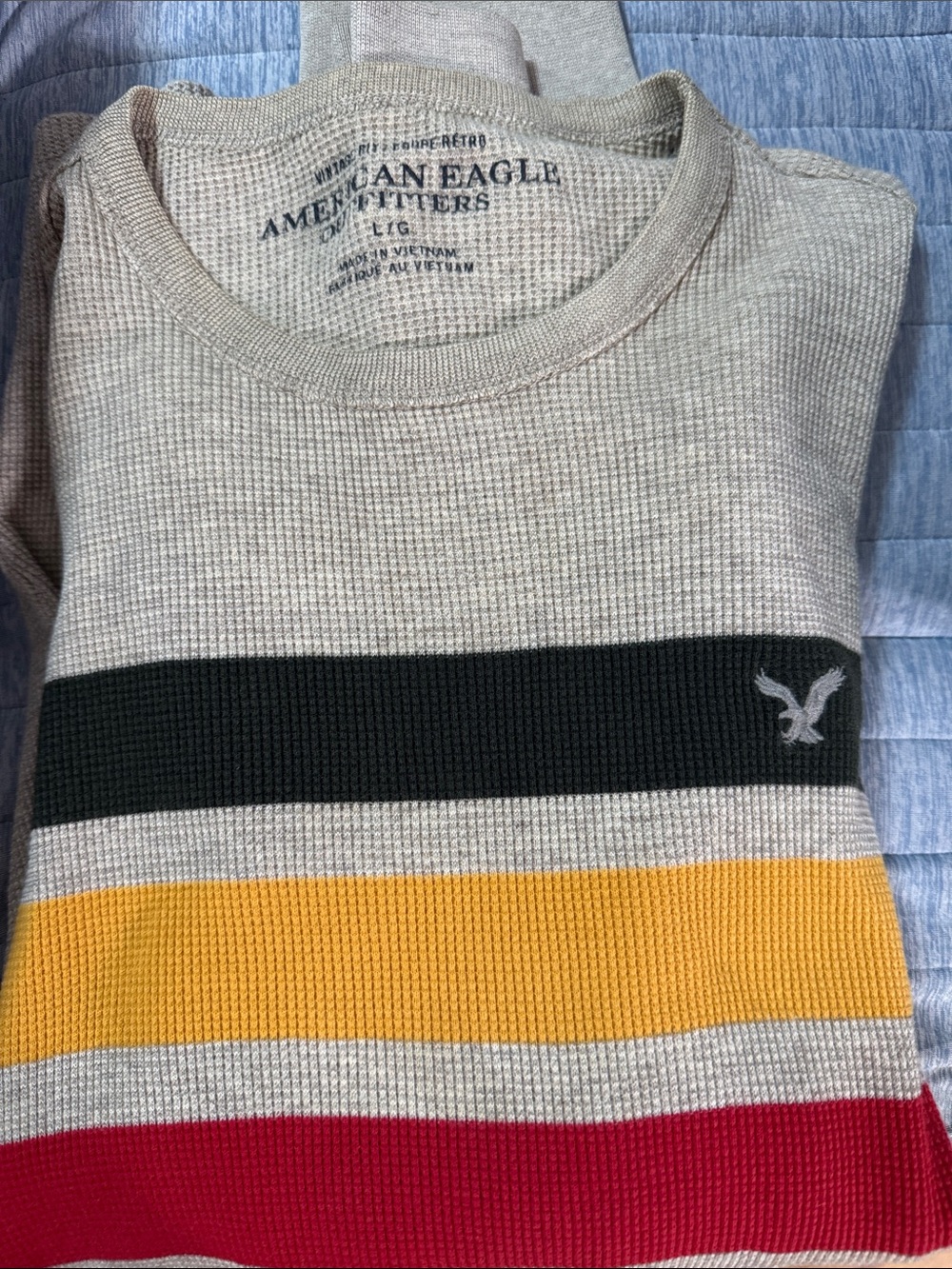 American Eagle Outfitters Crewneck Sweater in Cream, Black, Yellow, Red